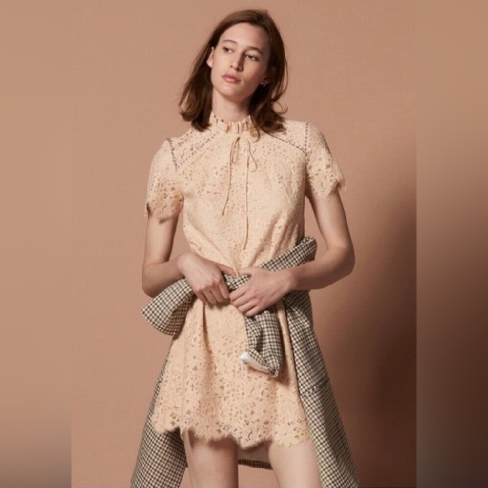 Sandro peach Antilope Lace Mini Dress